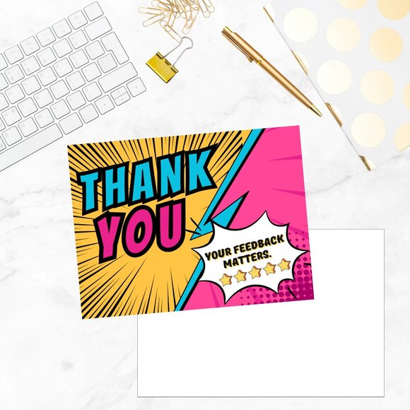 50 Thank You Cards 4 x 3" Pop Art - Picture 3 of 6